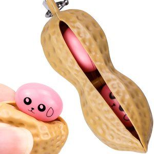 Pack of 6 Peanut Shaped Fidget Keyring Toy